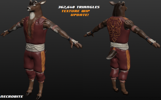 Wasn't happy with the design on the vest. So I went with another one that was more... minimal, I suppose you could say.<br />Texture WIP update. :D